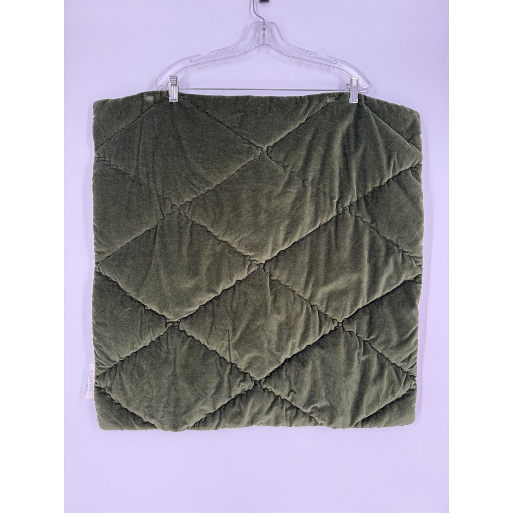 Pottery Barn Velvet Diamond Quilted EURO Pillow Sham  26"x 26" Hunter Green